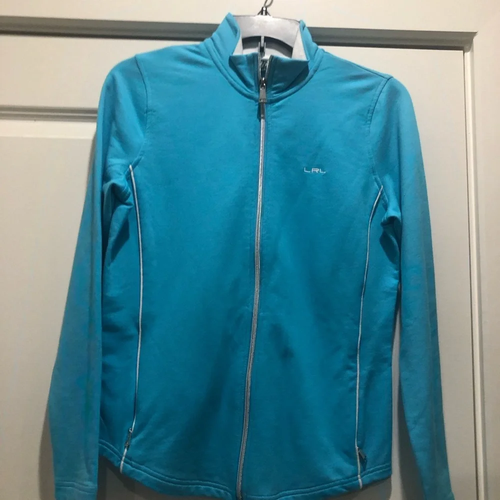 Lauren by Ralph Lauren Zipper top NWOT size-S sky blue - Picture 1 of 7